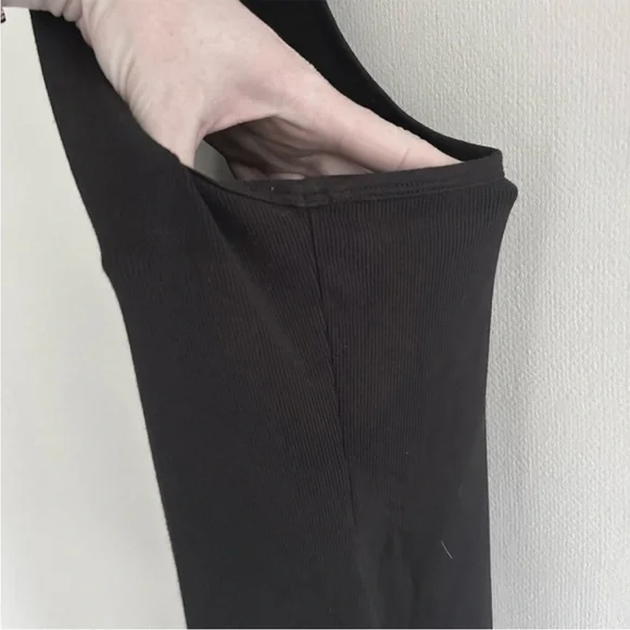 BABATON Black Ribbed Racerback Mini Dress Capsule Basic Travel Layering Size M - Picture 6 of 9